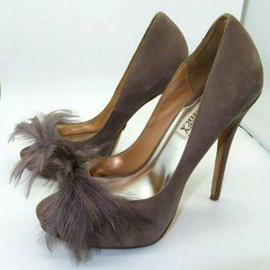 Badgley Mischka Gisella suede feather Shoes Sz 6.5